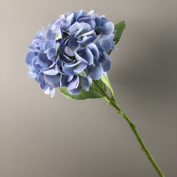 Real Touch Blue Hydrangea Arrangement in Glass Vase, French